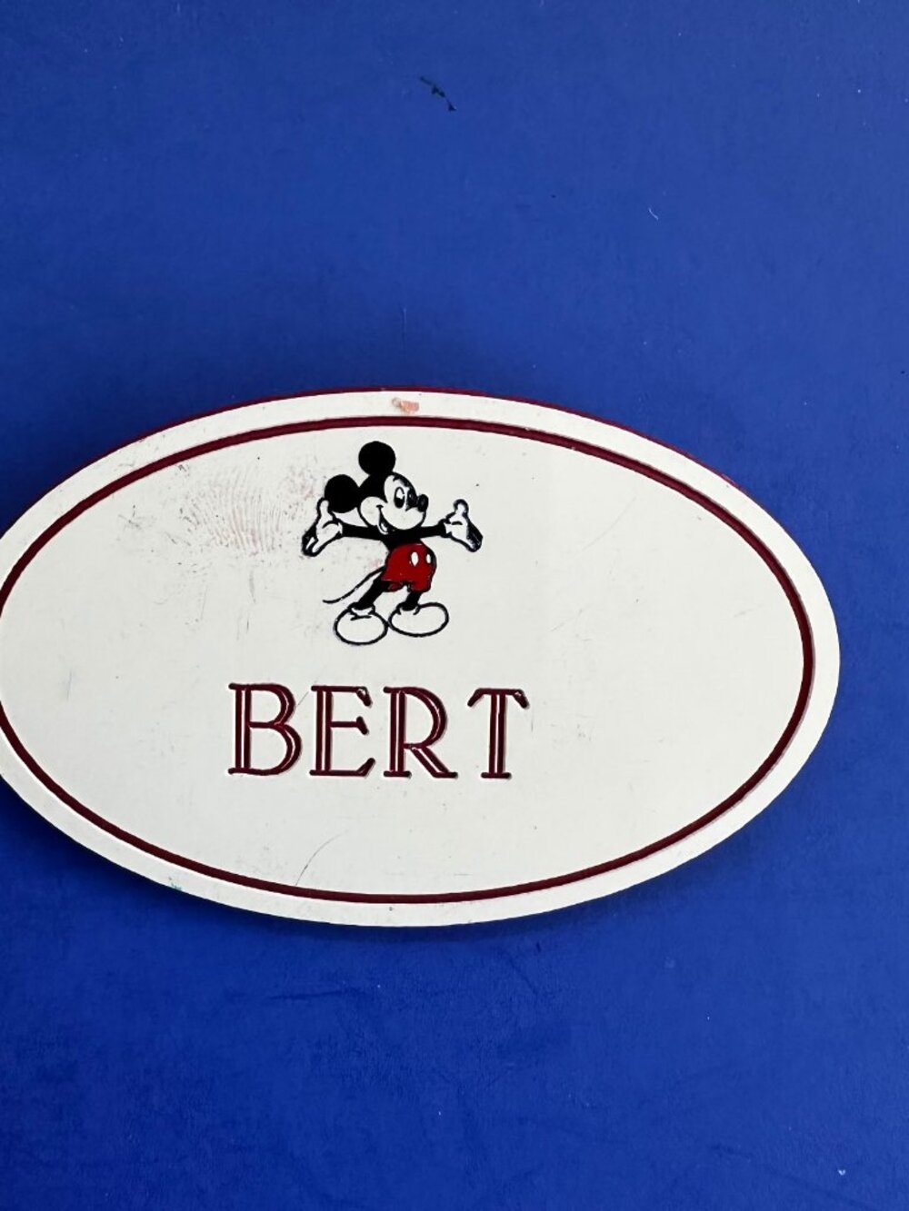 Disney Cast Member Name Tag BERT Mickey Mouse Oval
